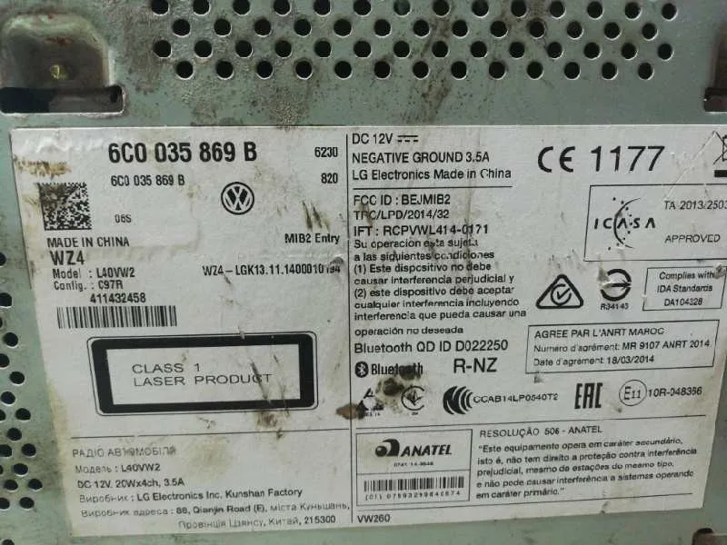 Sistema Audio / Radio Cd para Volkswagen Polo (6C1)