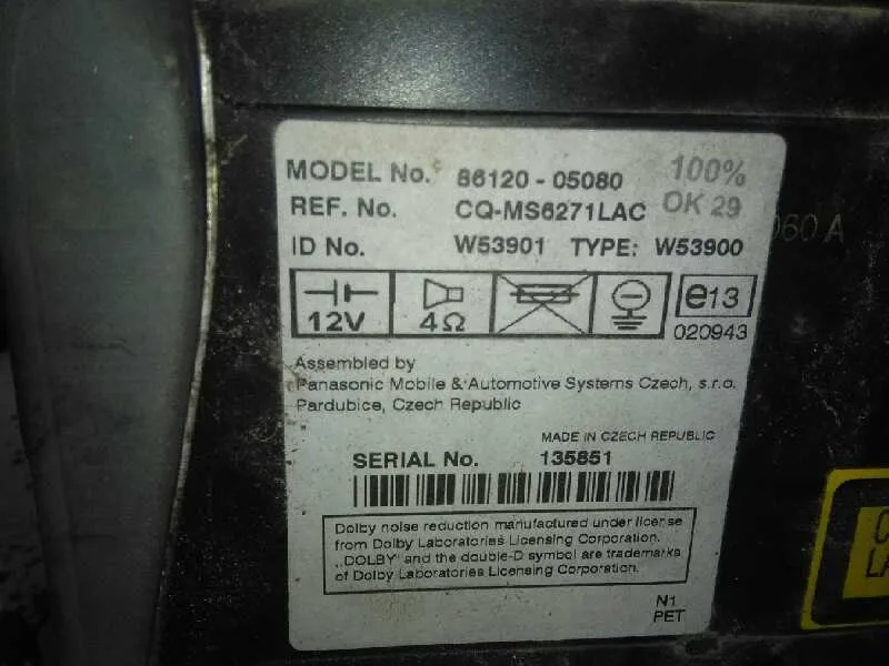 Sistema Audio / Radio Cd para Toyota Avensis Berlina (T25)