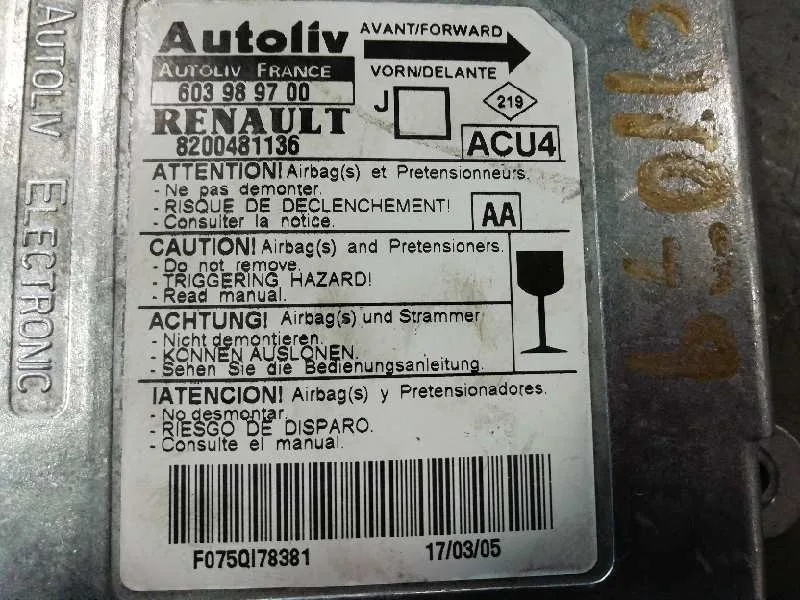 Centralita Airbag para Renault Scenic Ii