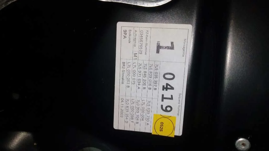 Elevalunas Trasero Derecho para Porsche Cayenne (Typ 9Pa)