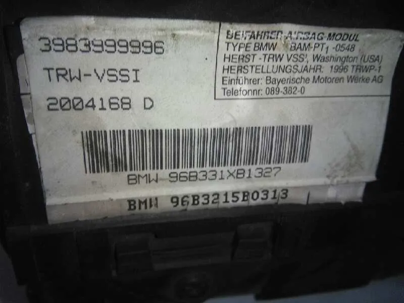 Airbag Delantero Derecho para Bmw Z3 Roadster (E36)