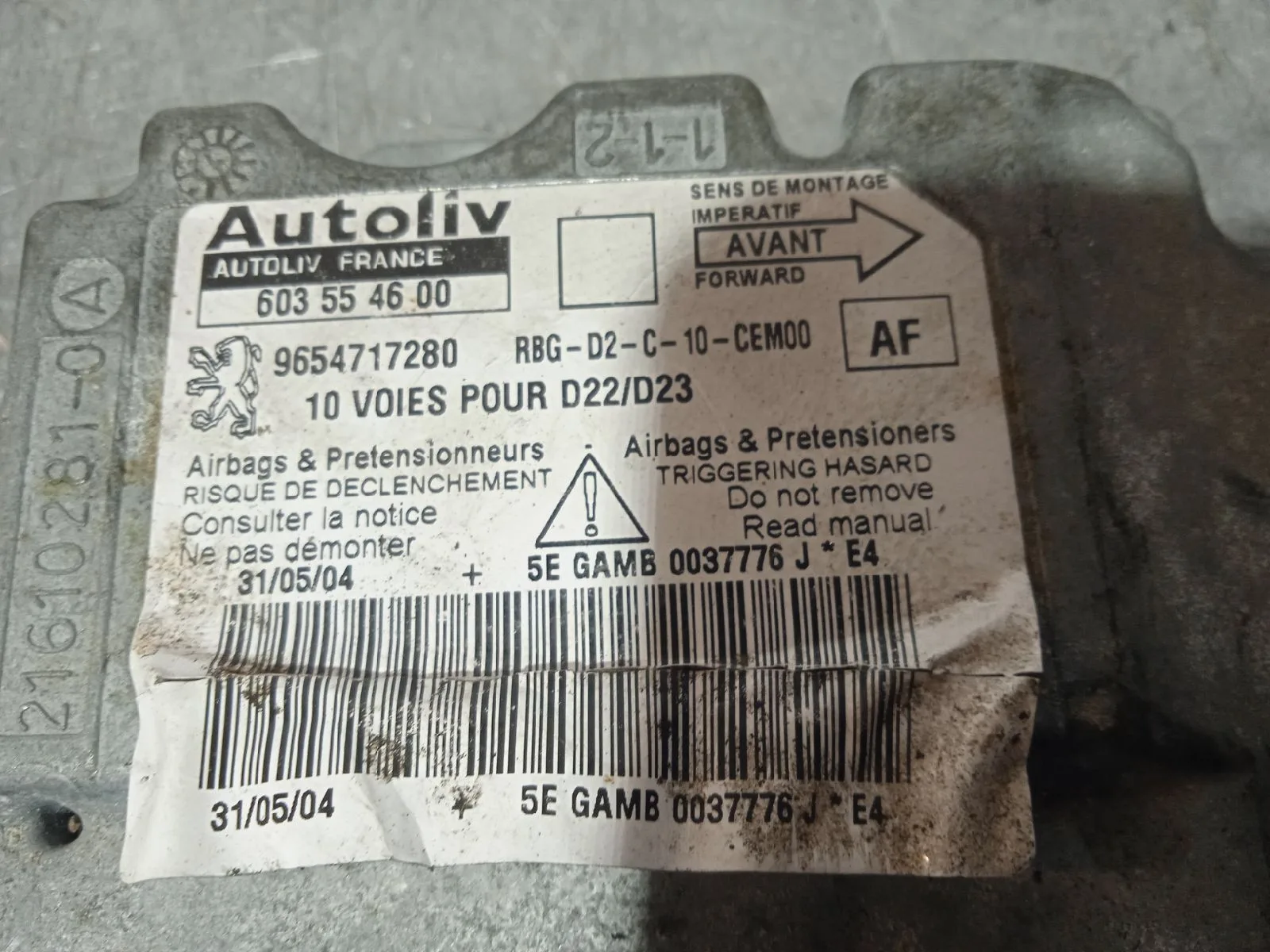 Centralita Airbag para Peugeot 407