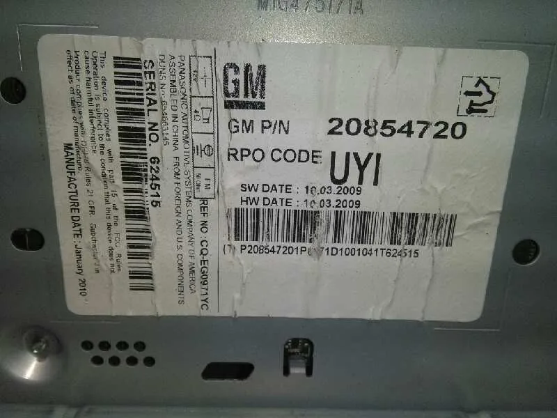 Sistema Audio / Radio Cd para Chevrolet Cruze