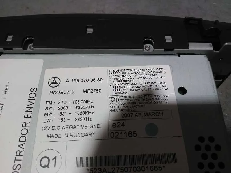 Sistema Audio / Radio Cd para Mercedes-Benz Clase A (W169)