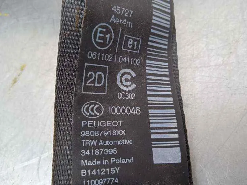 Cinturon Seguridad Trasero Derecho para Peugeot 308