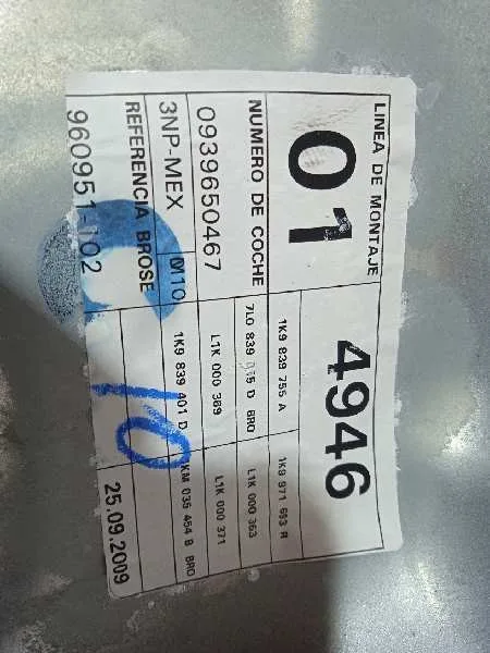 Elevalunas Trasero Izquierdo para Volkswagen Golf Vi Variant (Aj5)