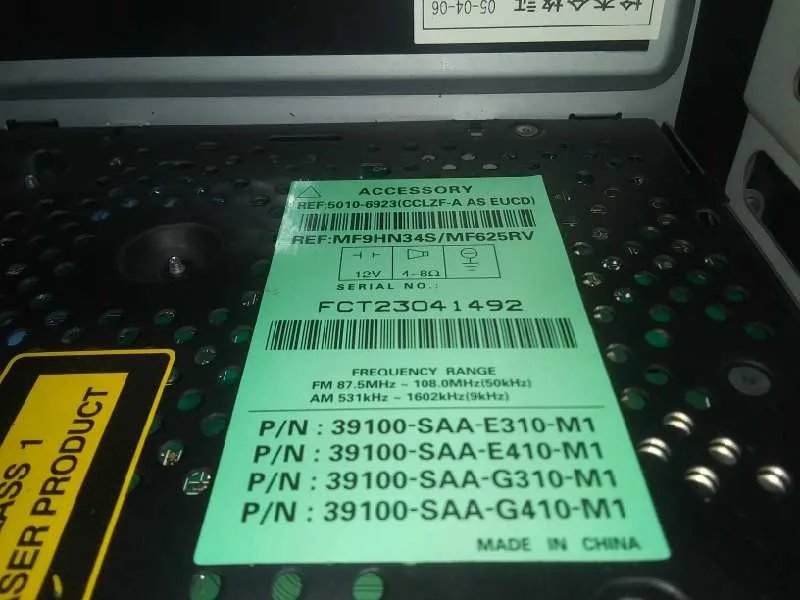 Sistema Audio / Radio Cd para Honda Jazz (Gd1/5)