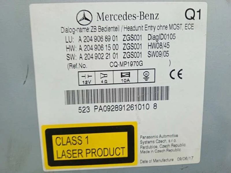 Sistema Audio / Radio Cd para Mercedes-Benz Clase C (W204) Berlina