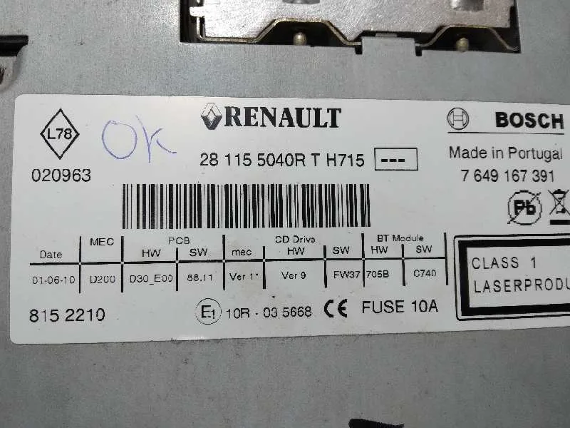 Sistema Audio / Radio Cd para Renault Megane Iii Sport Tourer