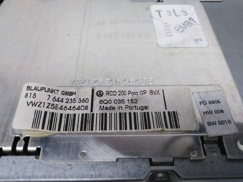 Sistema Audio / Radio Cd para Volkswagen Polo (9N3)