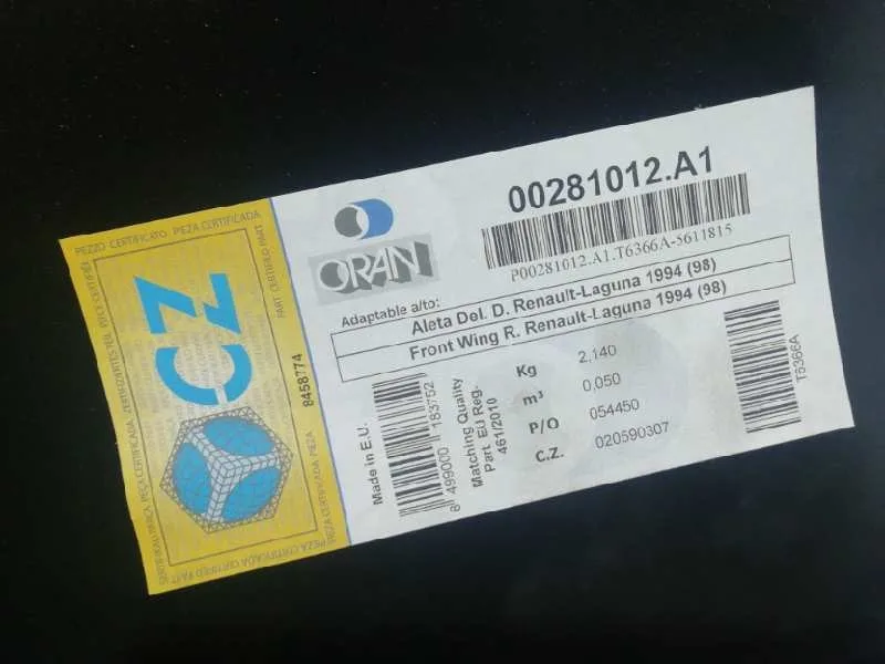 Aleta Delantera Derecha para Renault Laguna (B56)
