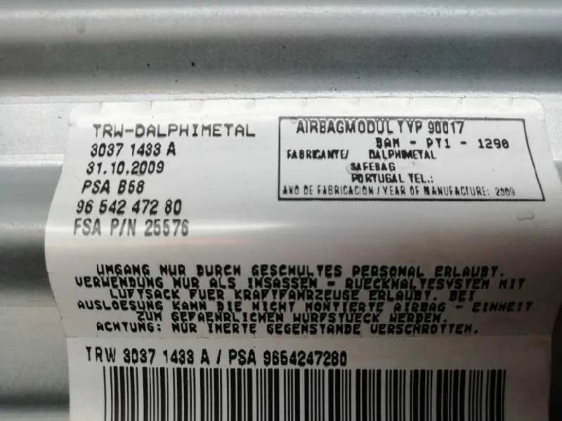 Airbag Delantero Derecho para Citroën C4 Picasso