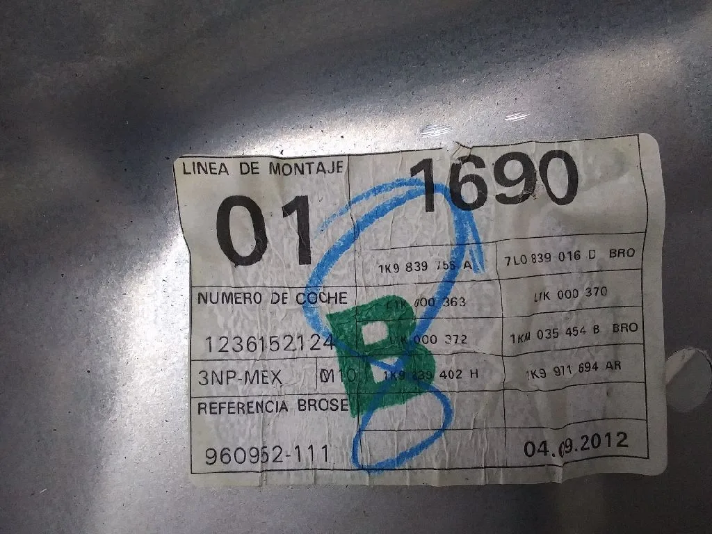 Elevalunas Trasero Derecho para Volkswagen Golf Vi Variant (Aj5)
