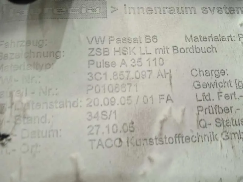 Guantera para Volkswagen Passat Berlina (3C2)