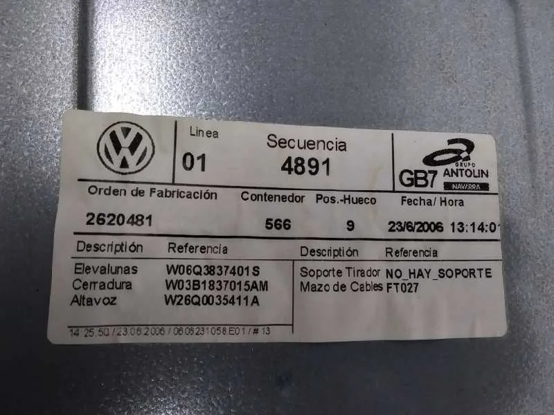 Elevalunas Delantero Izquierdo para Volkswagen Golf Vi (5K1)