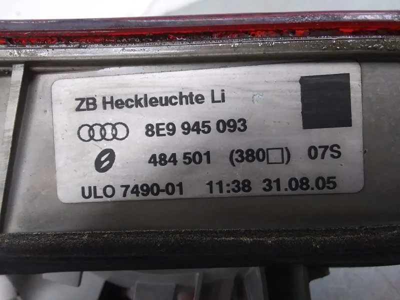 Piloto Trasero Izquierdo Interior para Audi A4 Avant (8E)