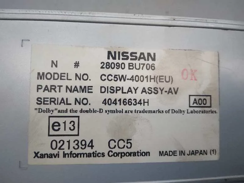 Pantalla Multifuncion para Nissan Almera Tino (V10M)