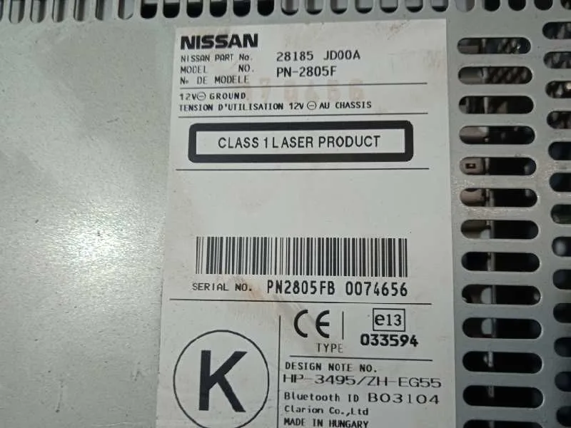 Sistema Audio / Radio Cd para Nissan Qashqai (J10)