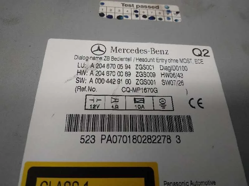 Sistema Audio / Radio Cd para Mercedes-Benz Clase C (W204) Berlina
