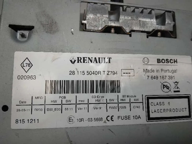 Sistema Audio / Radio Cd para Renault Scenic Iii