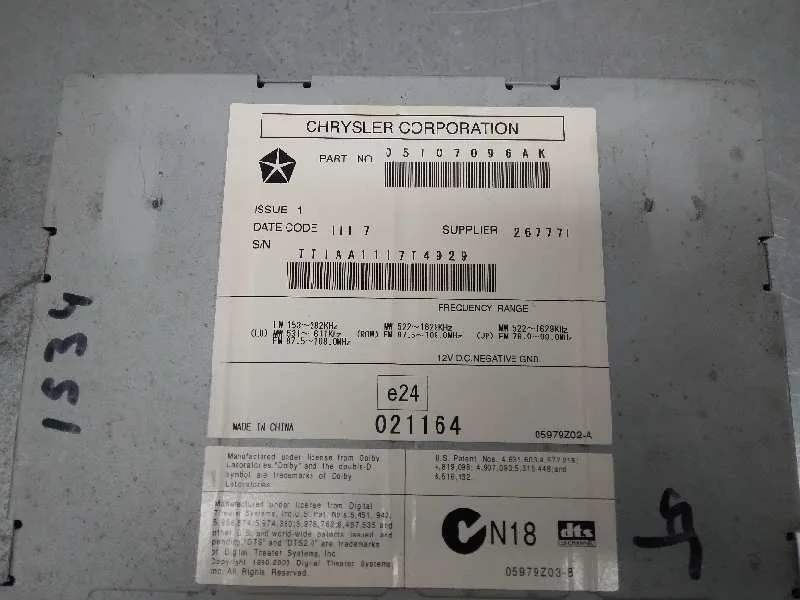 Sistema Audio / Radio Cd para Chrysler Sebring Berlina