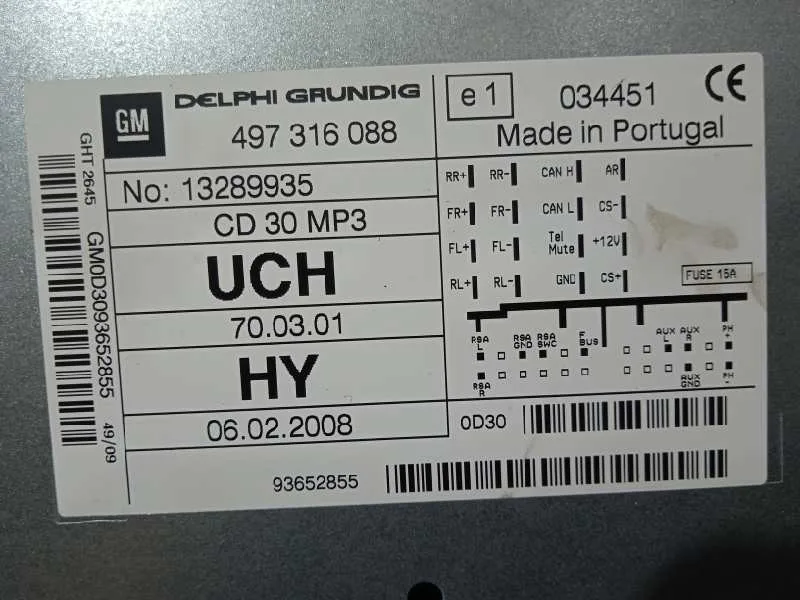 Sistema Audio / Radio Cd para Opel Astra H Caravan