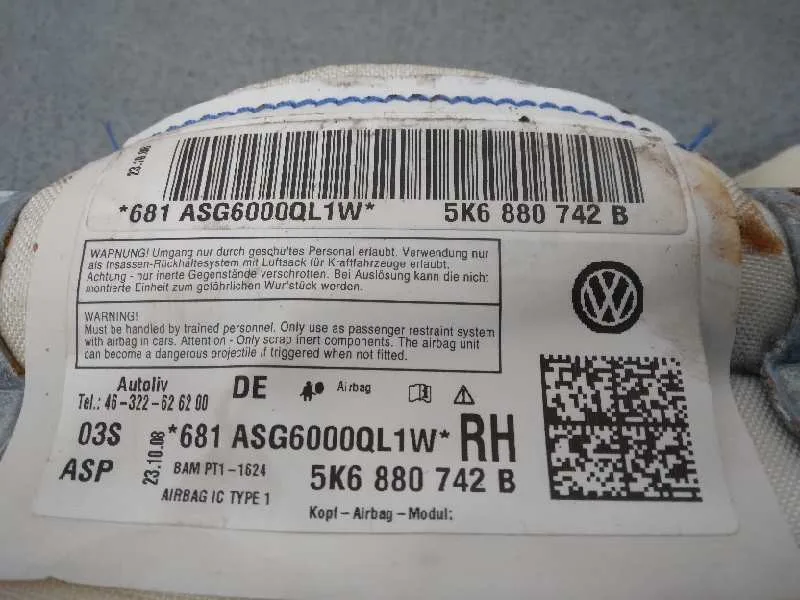 Airbag Cortina Delantero Derecho para Volkswagen Golf Vi (5K1)
