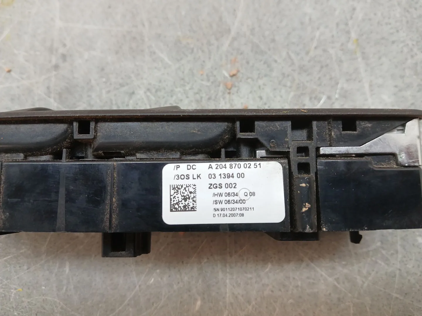 Mando Elevalunas Delantero Izquierdo para Mercedes-Benz Clase C (W204) Berlina