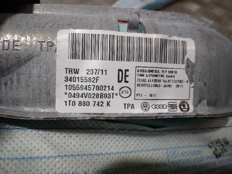 Airbag Cortina Delantero Derecho para Volkswagen Touran (1T3)