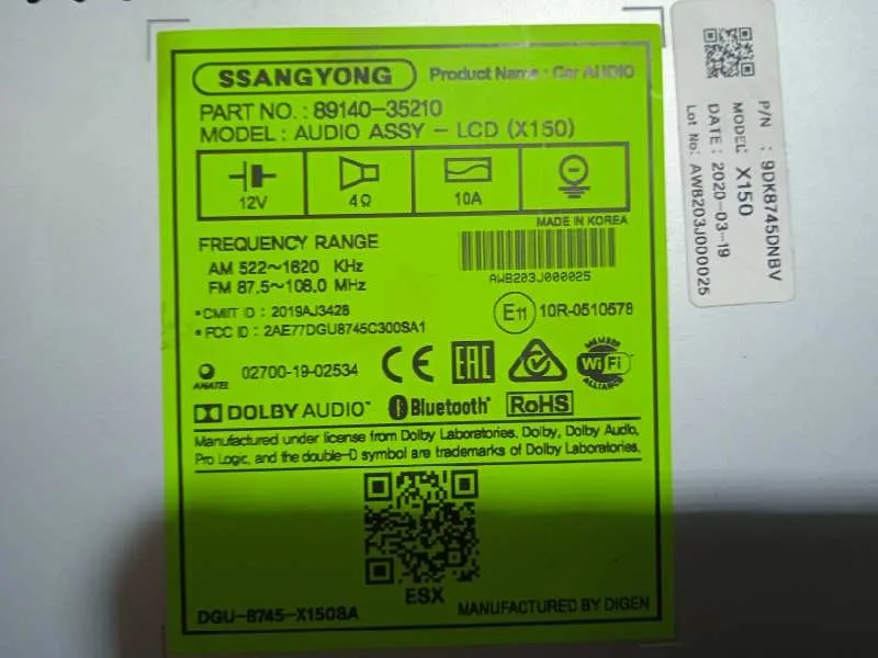 Sistema Audio / Radio Cd para Ssangyong Tivoli
