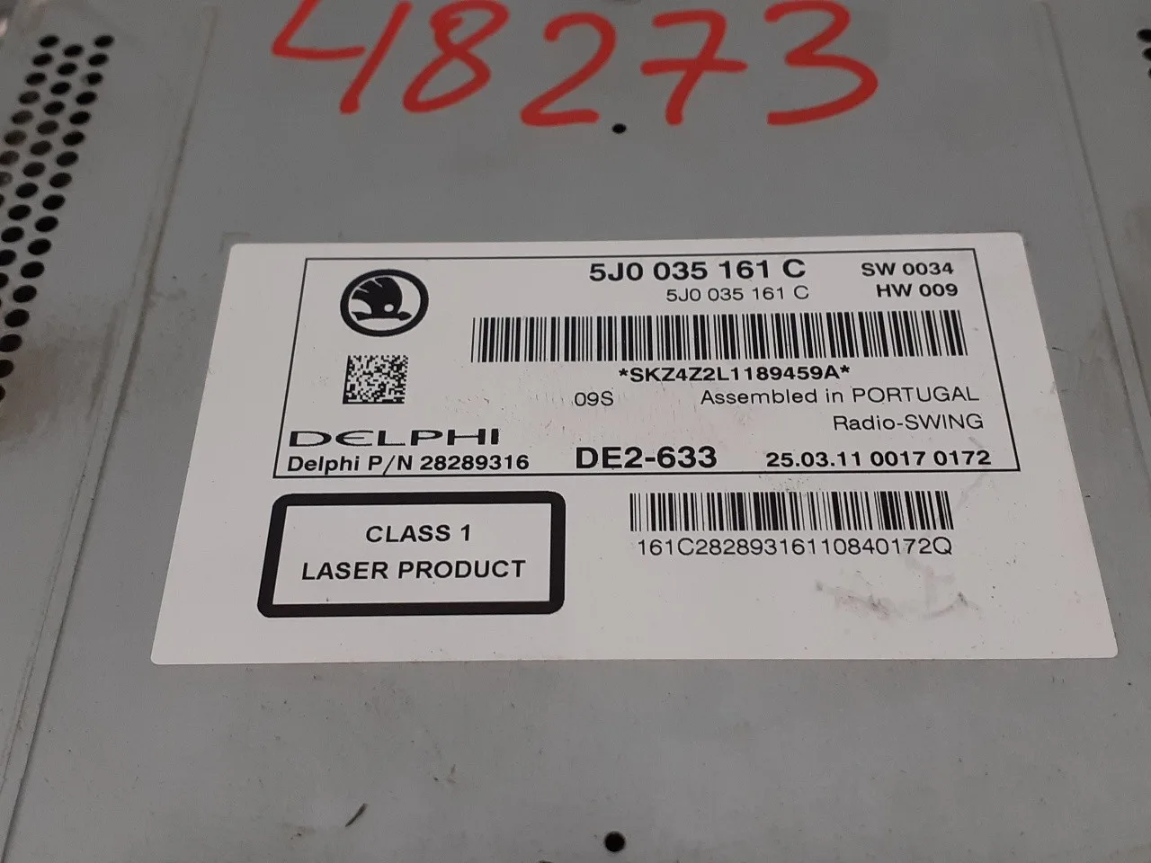 Sistema Audio / Radio Cd para Skoda Fabia Combi (5J5)