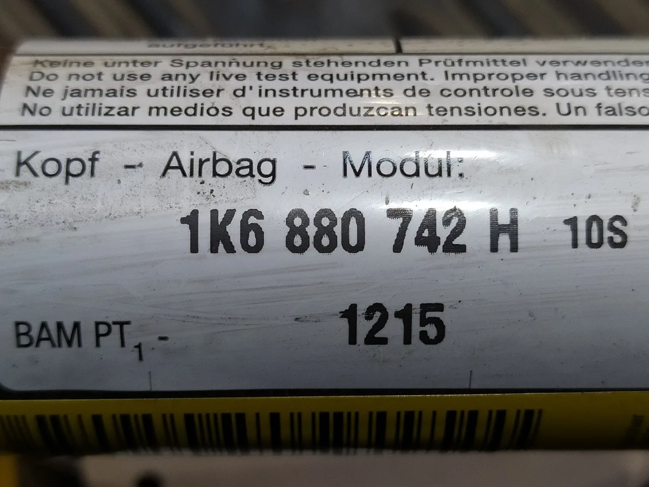 Airbag Cortina Delantero Derecho para Volkswagen Golf V Berlina (1K1)