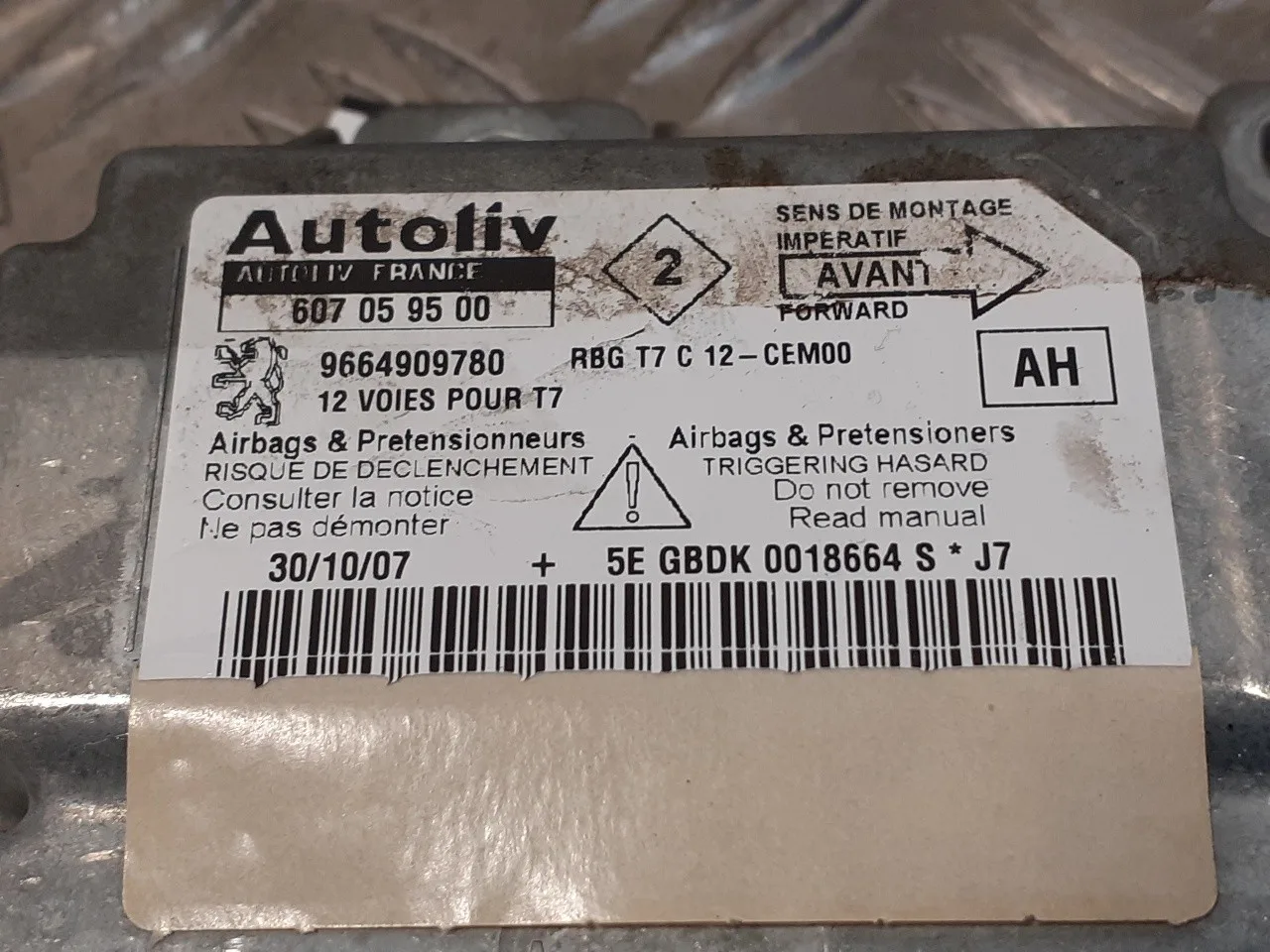 Centralita Airbag para Peugeot 308