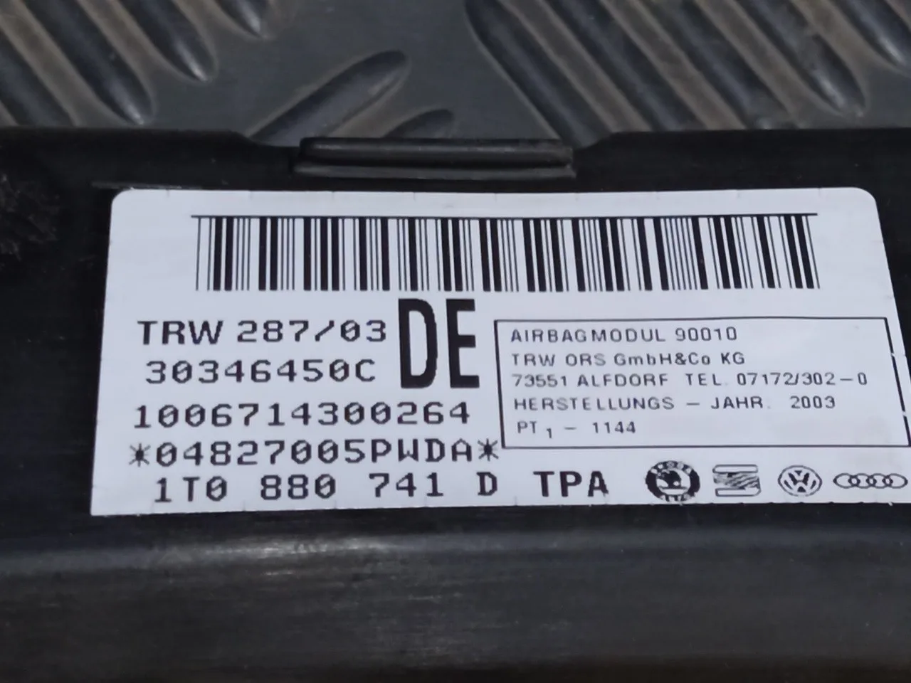 Airbag Cortina Delantero Izquierdo para Volkswagen Touran (1T1)