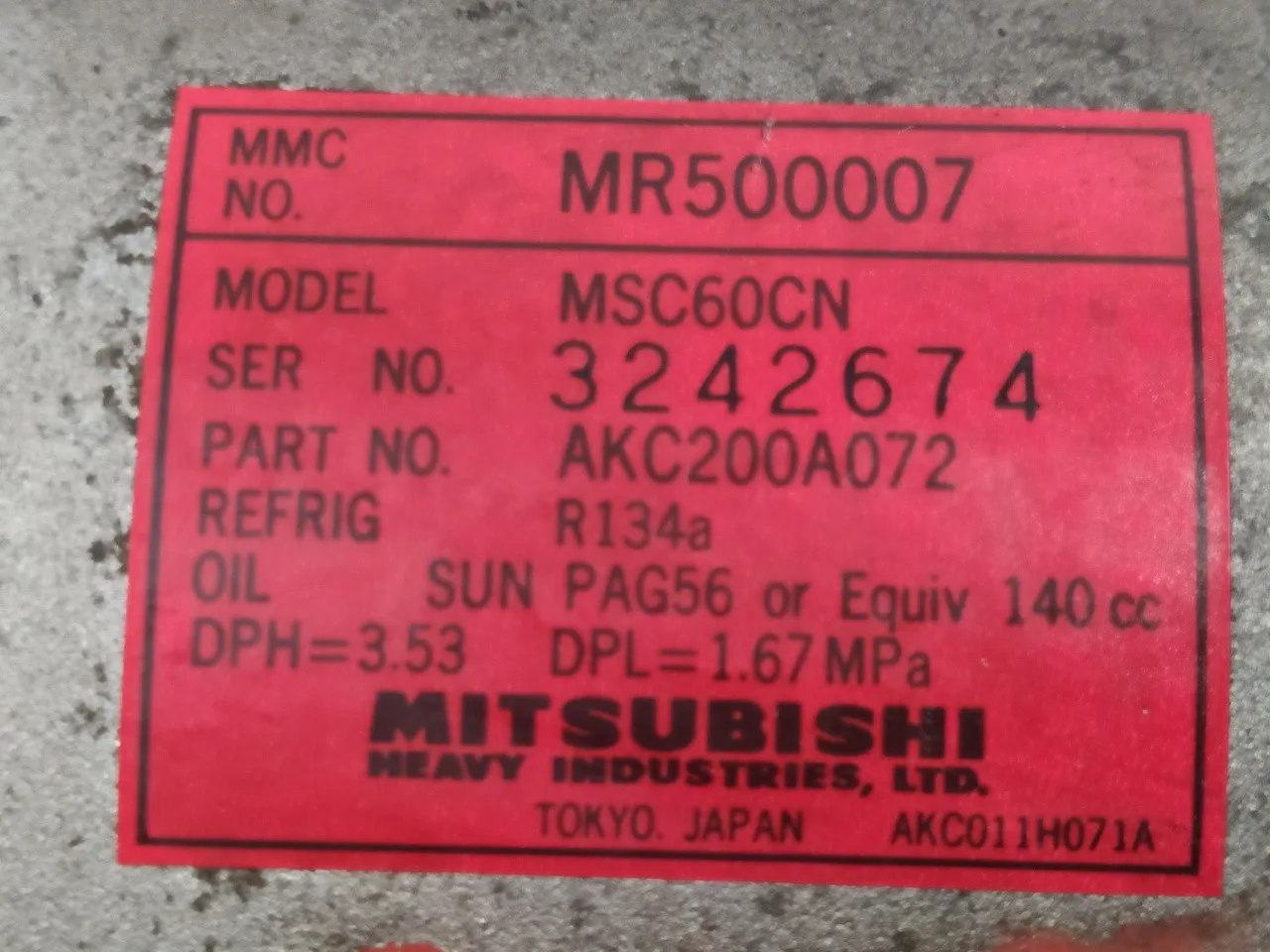 Compresor Aire Acondicionado para Mitsubishi Space Star (Dg0)