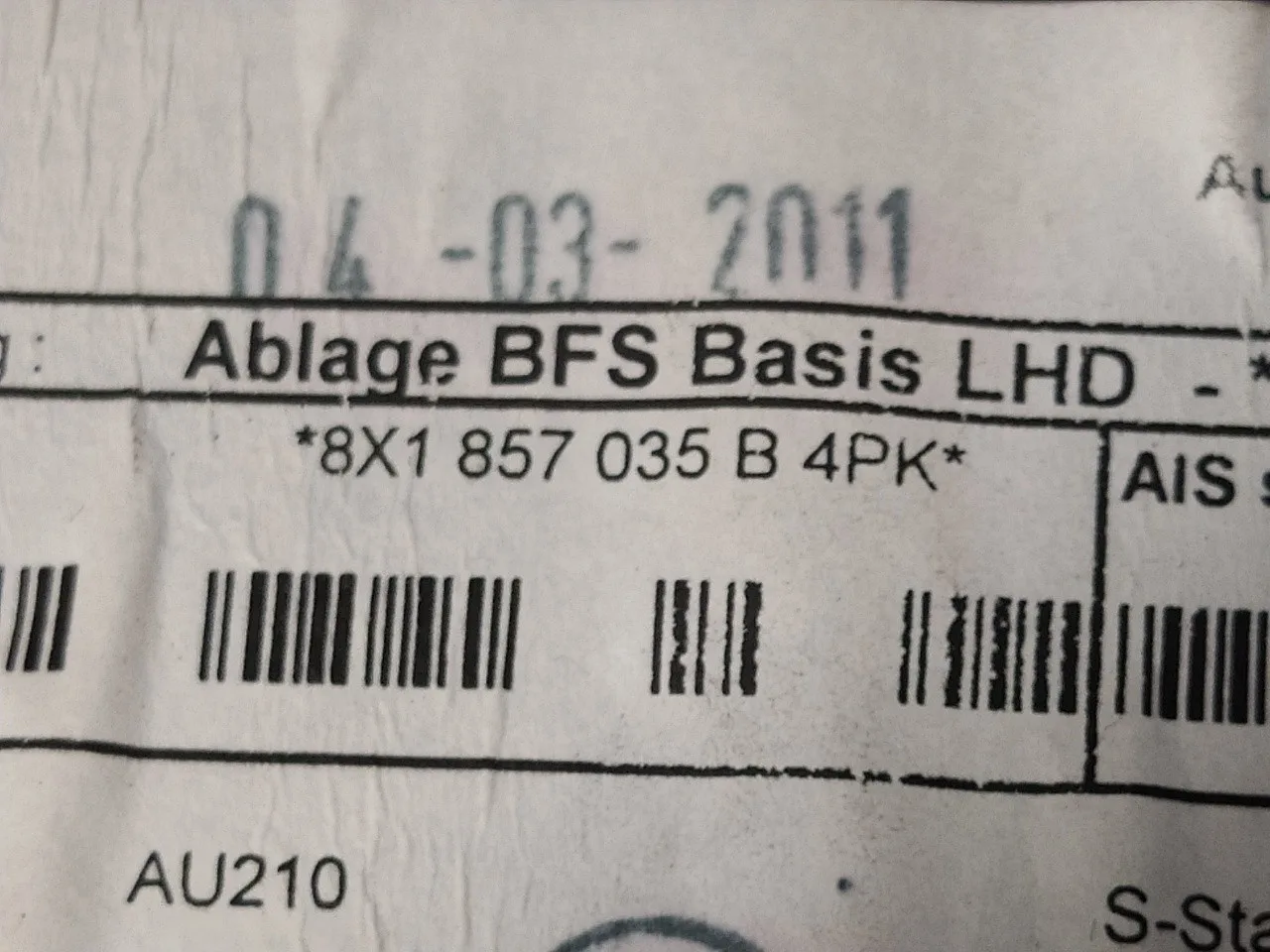 Guantera para Audi A1 (8X)