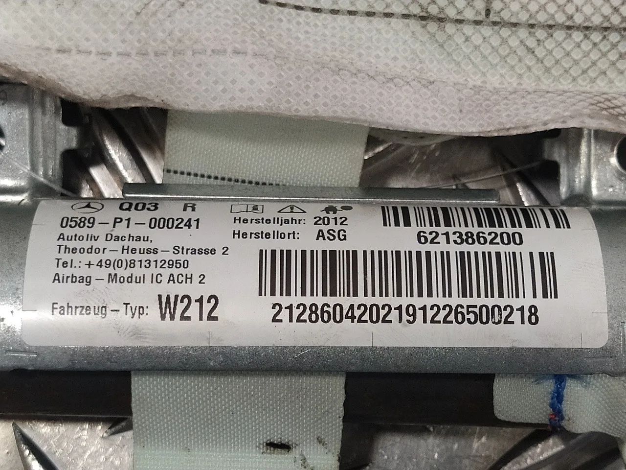 Airbag Cortina Delantero Derecho para Mercedes-Benz Clase E (W212) Lim.
