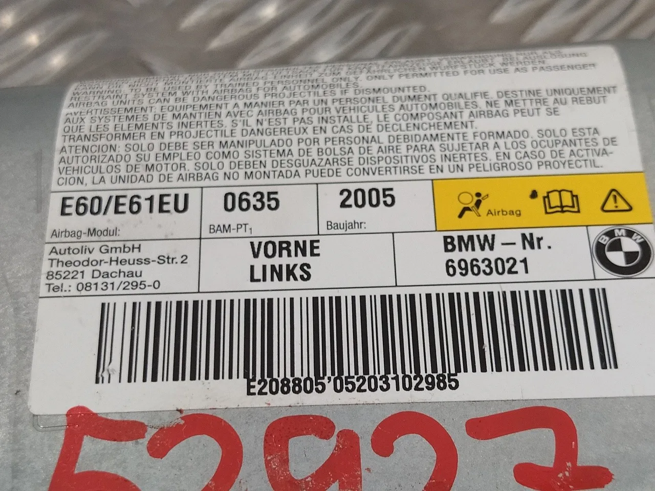 Airbag Lateral Delantero Izquierdo para Bmw Serie 5 Berlina (E60)