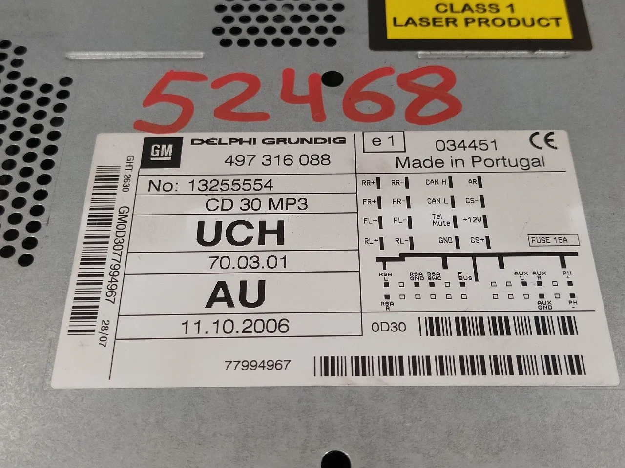 Sistema Audio / Radio Cd para Opel Astra H Berlina