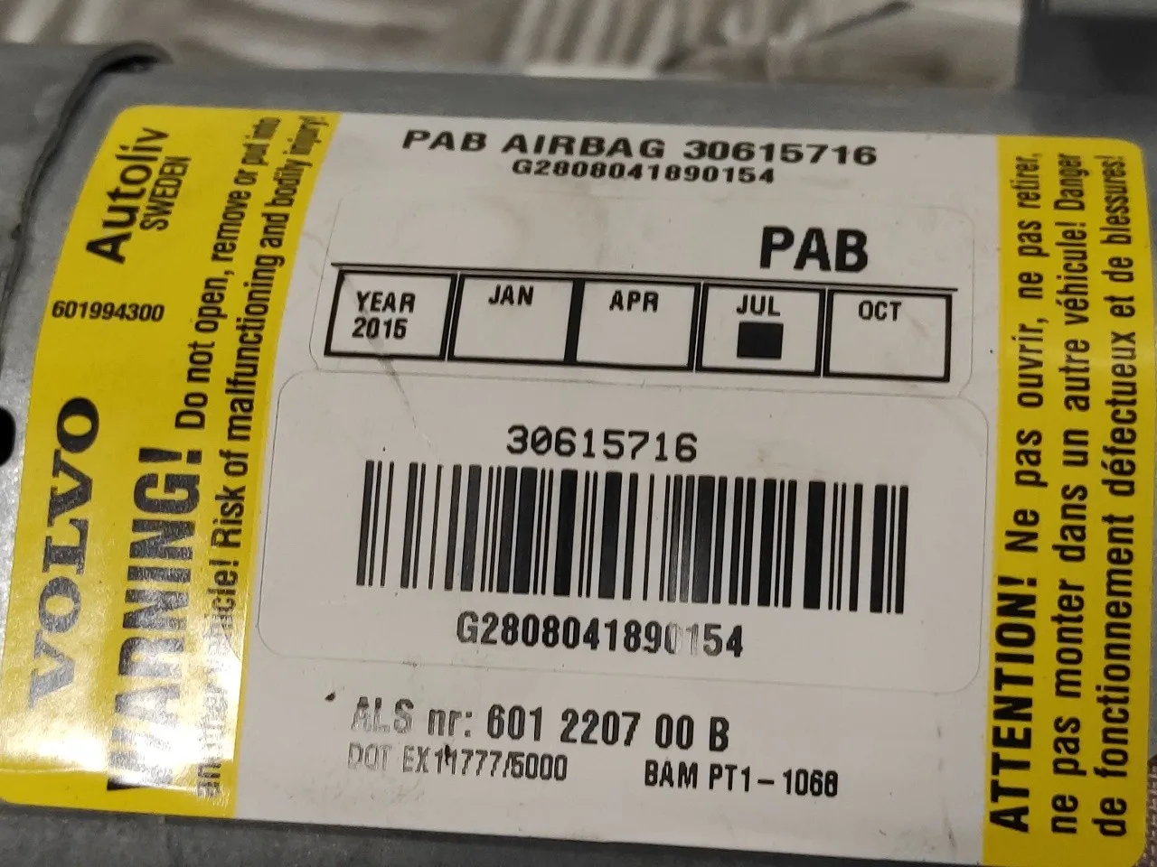 Airbag Delantero Derecho para Volvo S40 Berlina