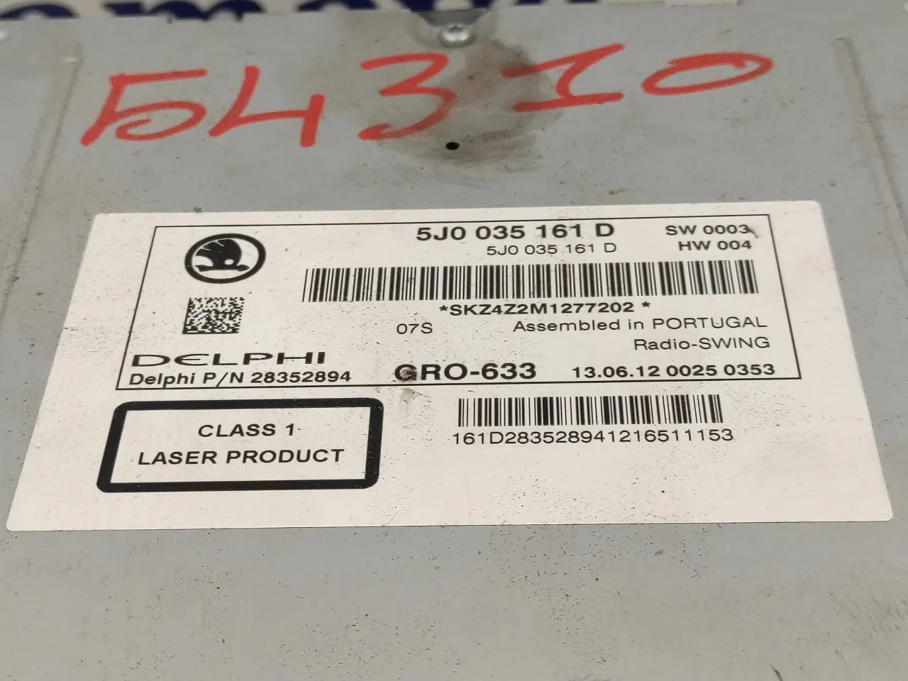 Sistema Audio / Radio Cd para Skoda Fabia (5J2 )