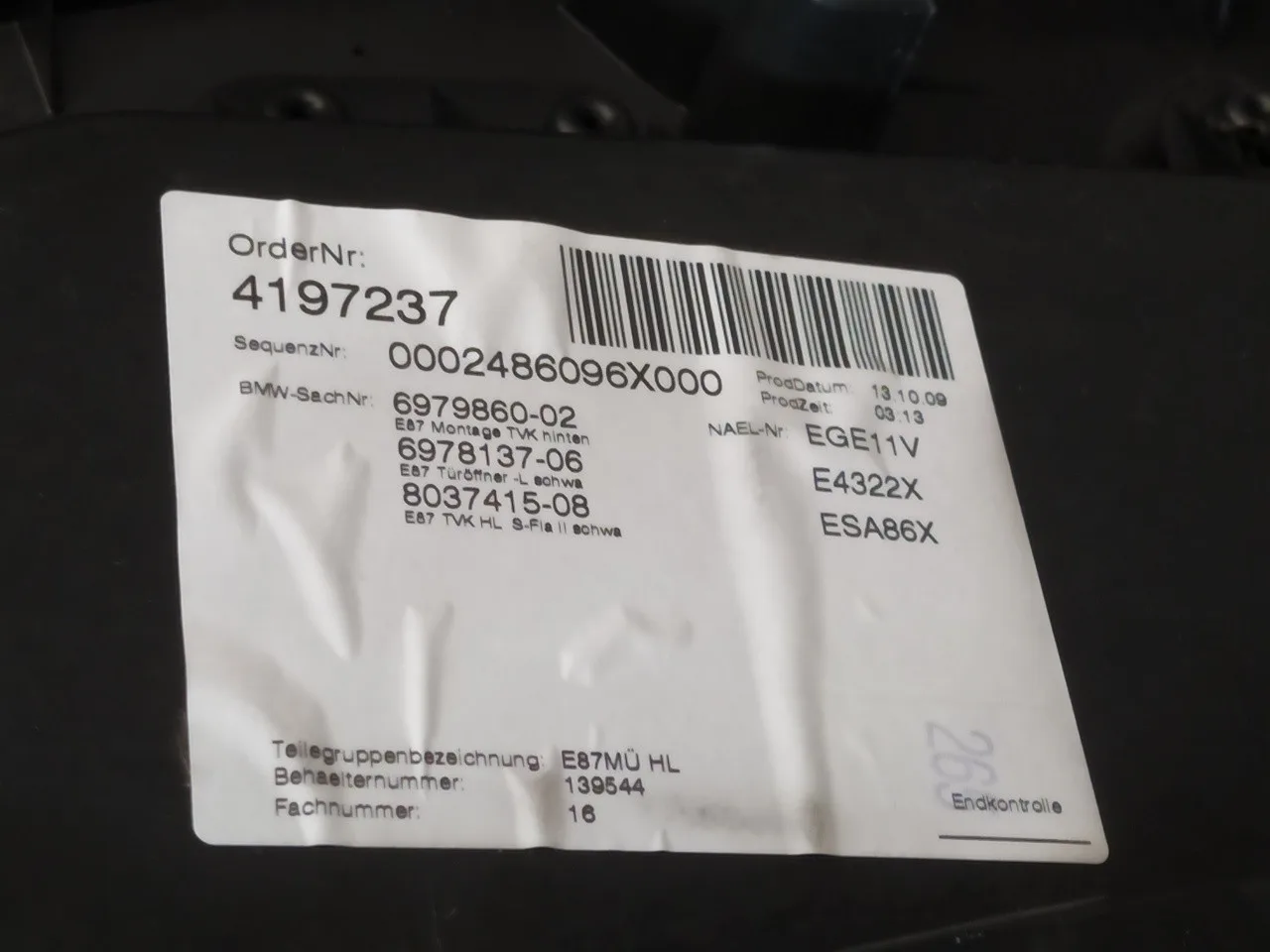 Guarnecido Puerta Trasera Izquierda para Bmw Serie 1 Berlina (E81/E87)