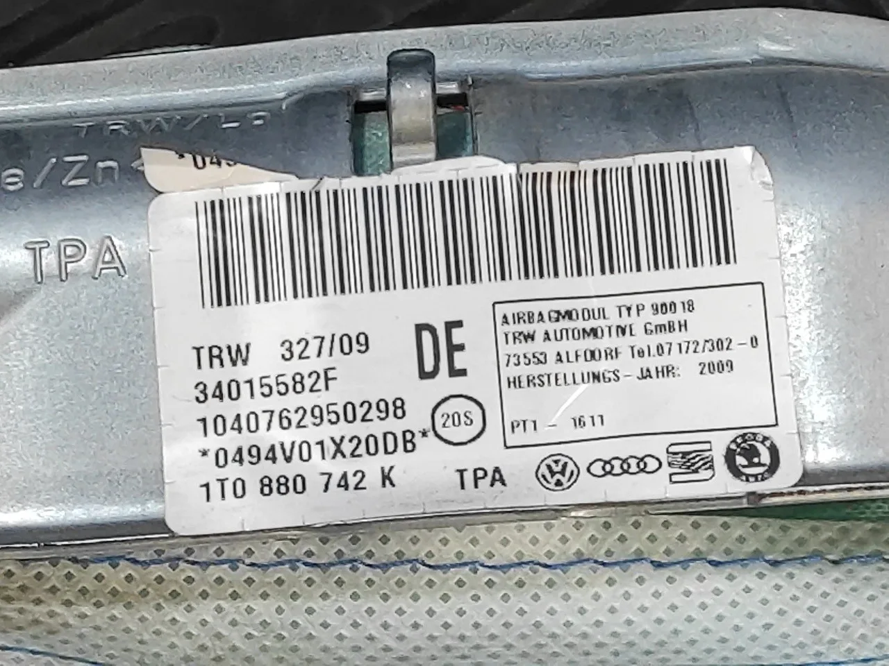 Airbag Cortina Delantero Derecho para Volkswagen Touran (1T2)