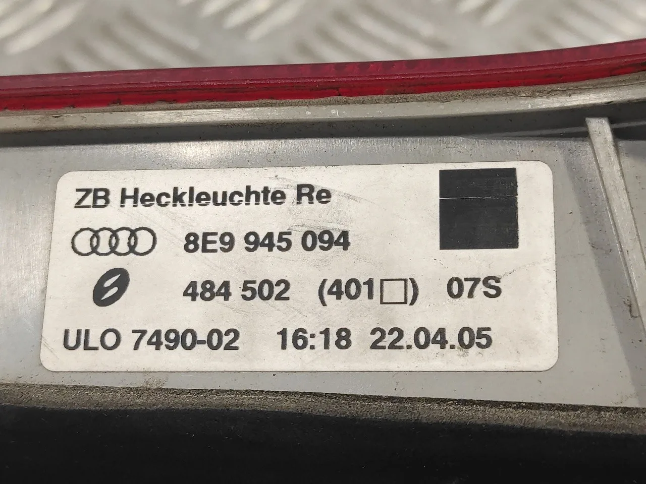 Piloto Trasero Derecho Interior para Audi A4 Avant (8E)