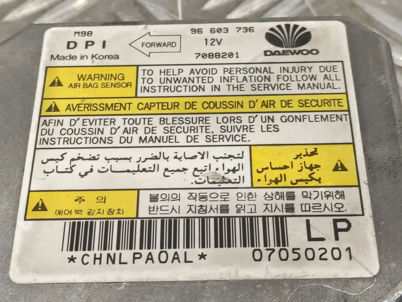 Centralita Airbag para Chevrolet Matiz