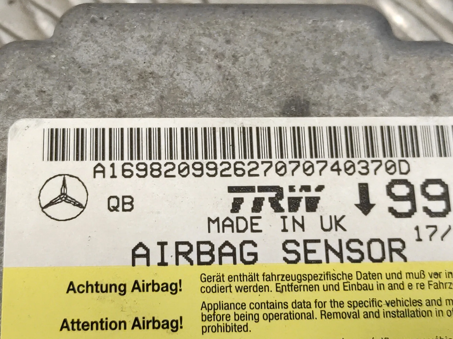 Centralita Airbag para Mercedes-Benz Clase A (W169)