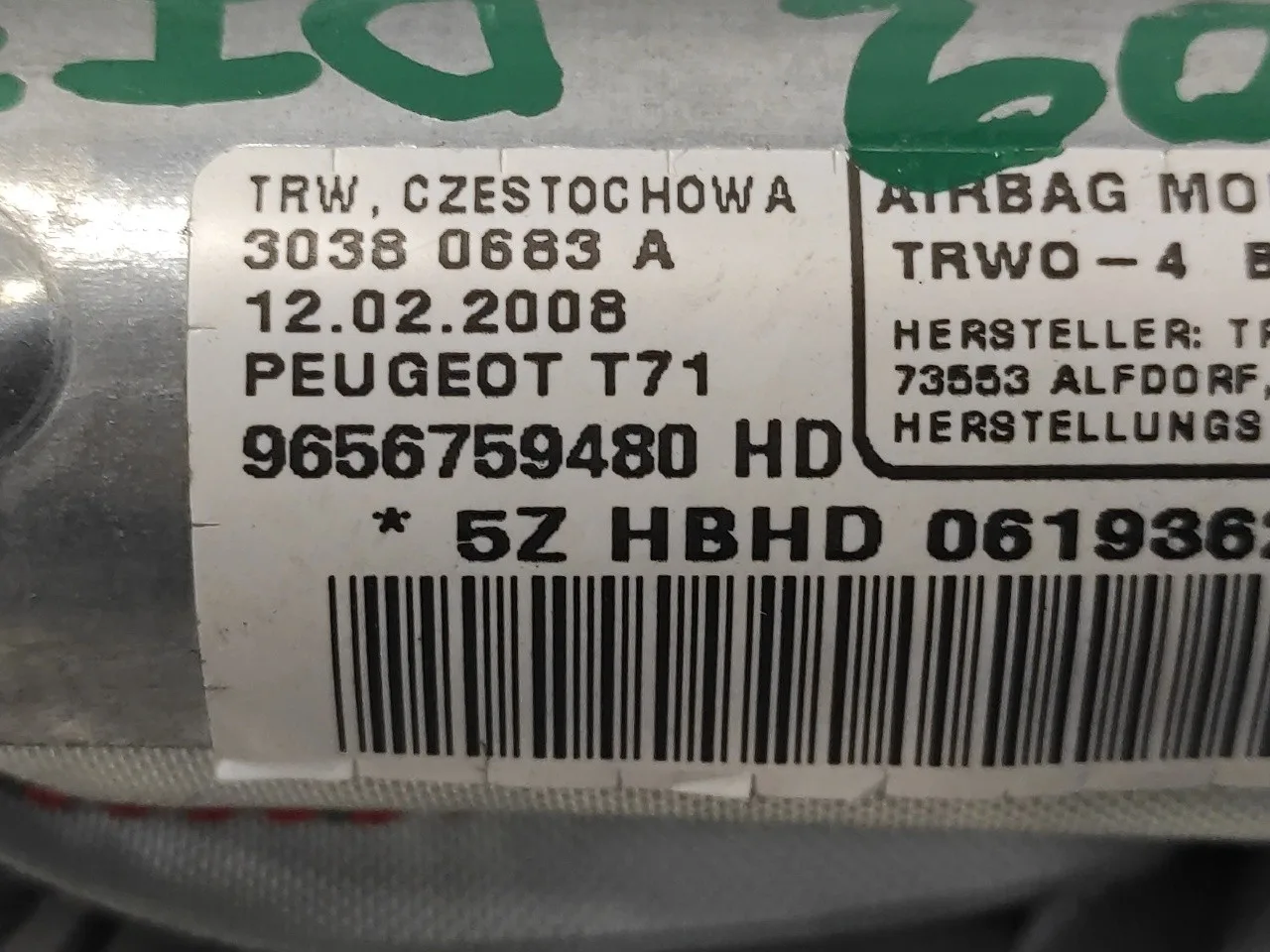 Airbag Cortina Delantero Izquierdo para Peugeot 308