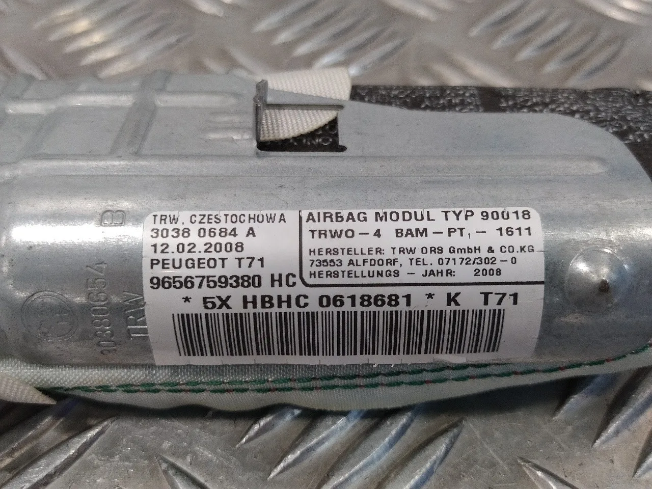Airbag Cortina Delantero Derecho para Peugeot 308
