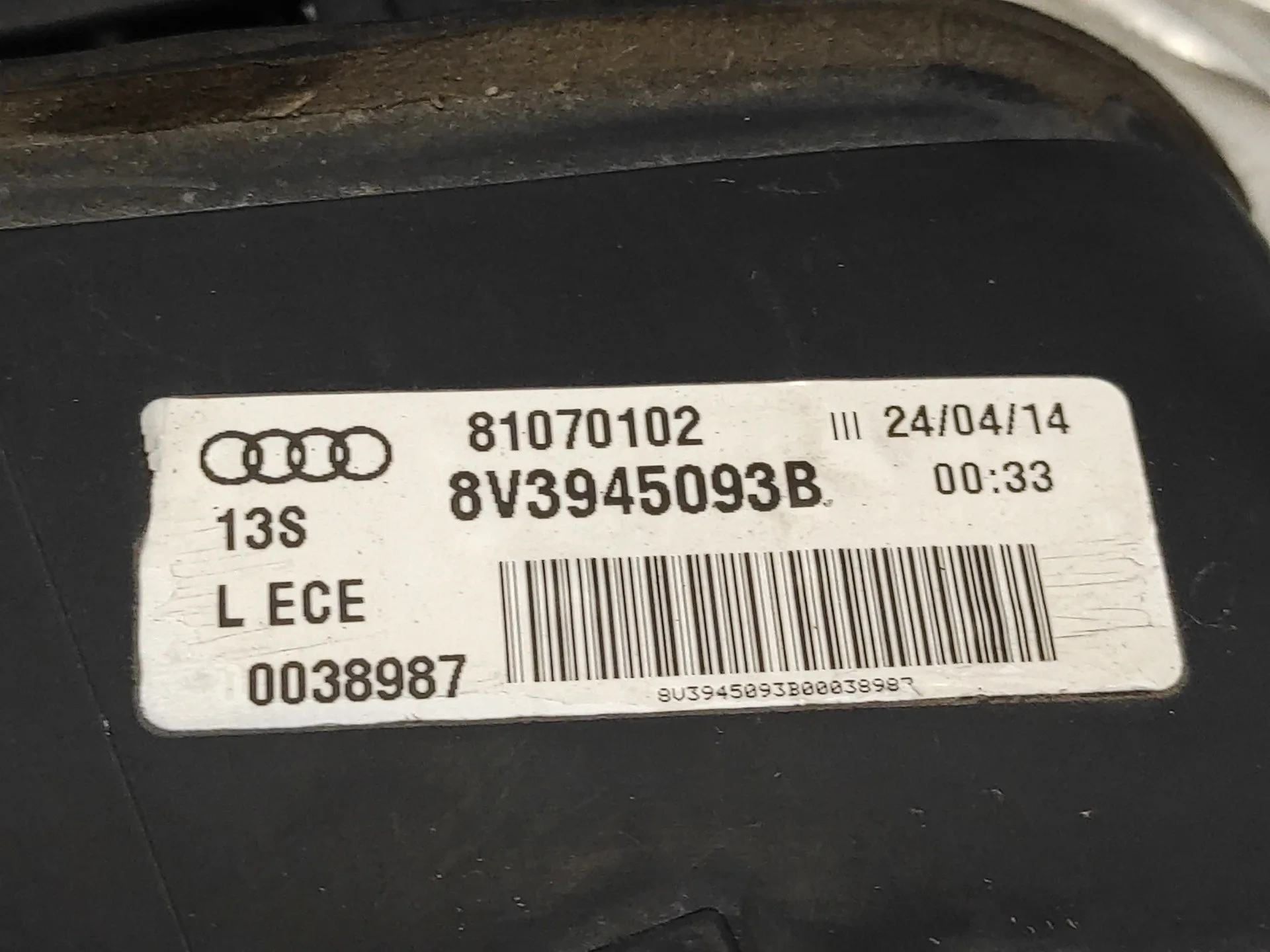 Piloto Trasero Izquierdo Interior para Audi A3 Limousine (8Vs, 8Vm)