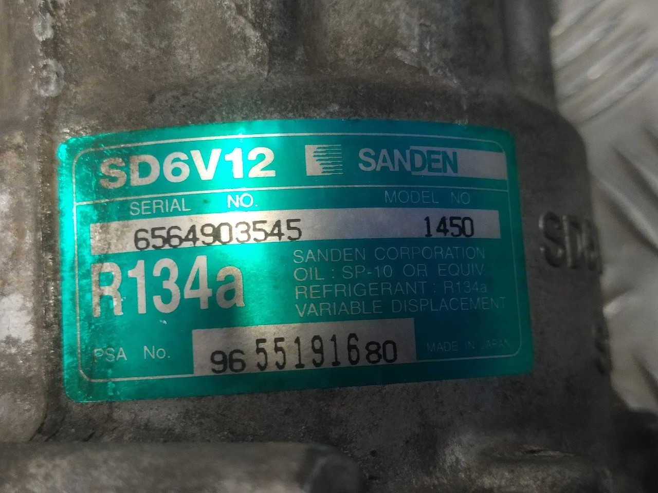 Compresor Aire Acondicionado para Peugeot 1007